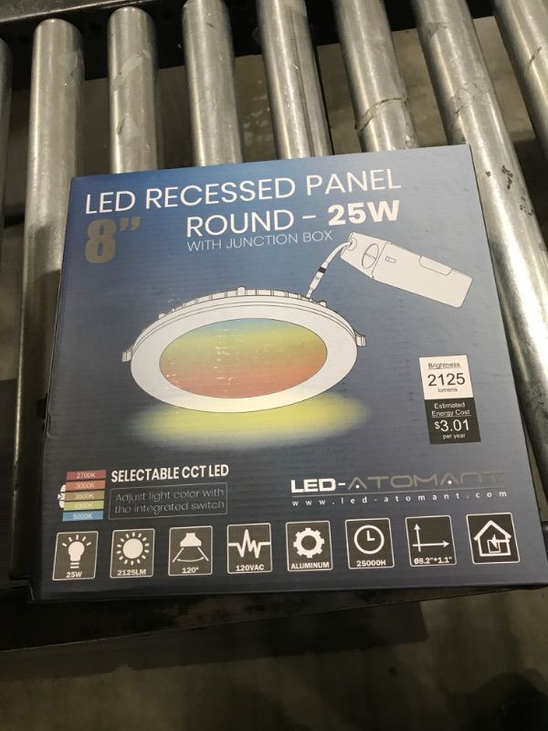 Photo 1 of Recessed Round Ceiling LED Light 8” 25W Dimmable. 5CCT (2700K/3000K/3500K/4000K/5000K Selectable) 2125 Lumens, Junction Box Included 1 Unit