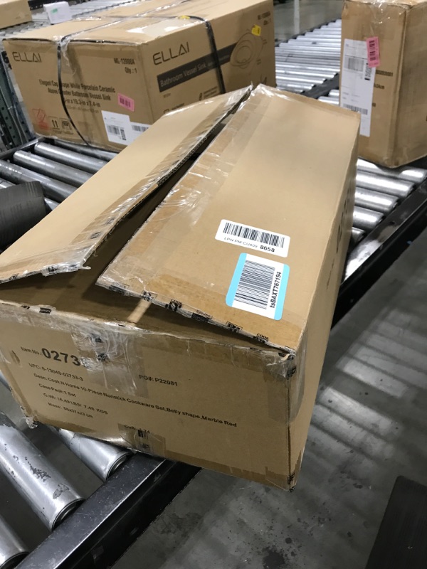 Photo 1 of Cook N Home Pots and Pans Nonstick Cookware Set 10-Piece, Belly Shape Kitchen Cooking Set with Frying Pans and Saucepans, Induction Compatible, Marble Red 10 Piece Belly Shape Set Marble Red