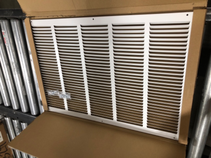 Photo 2 of 25"w X 16"h Steel Return Air Grilles - Sidewall and Ceiling - HVAC Duct Cover - White [Outer Dimensions: 26.75"w X 17.75"h] 25"w X 16"h White