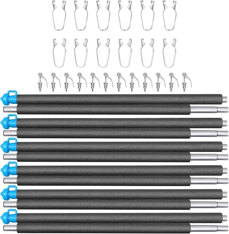Photo 1 of 12FT Trampoline Enclosure Net with Universal Trampoline Replacement Enclosure Poles and Hardware