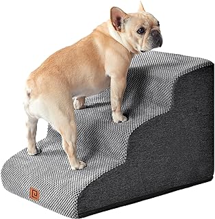 Photo 1 of  Curved Dog Stairs for Small Dogs 15.7" H, 3-Step Dog Steps for Couch Sofa and Chair, Pet Stairs for Cats, Non-Slip Balanced Pet Steps Indoor, Grey
