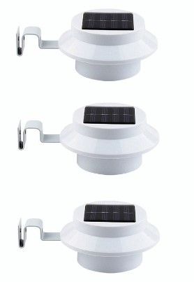 Photo 1 of 4 Pack Deal - FALOVE Outdoor Solar Gutter LED Lights - White Sun Power Smart Solar Gutter Night Utility Security Light