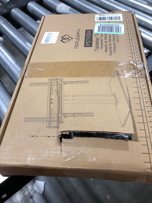 Photo 1 of PERLESMITH Universal TV Stand - Table Top TV Stand for 32-55 inch LCD LED TVs - Height Adjustable TV Base Stand with Tempered Glass Base & Wire Management, VESA 400x400mm