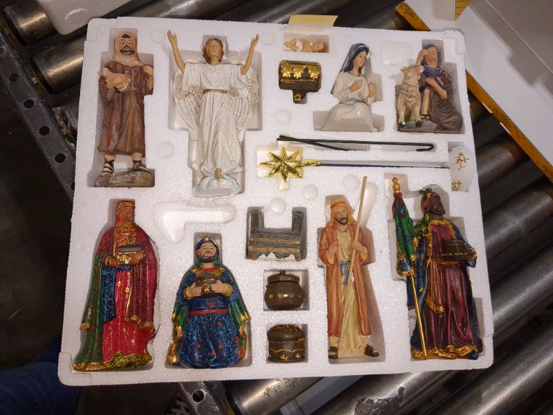 Photo 3 of 16 Piece Deluxe Edition Christmas Nativity Set with Real Gold - 7 inch Scale