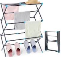 Photo 1 of  Clothes Drying Rack, 3-Tier Laundry Drying Rack for Clothes, Expandable Metal Clothing Dryer, Collapsible Towel Rack, Air Drying Rack, Graphite
