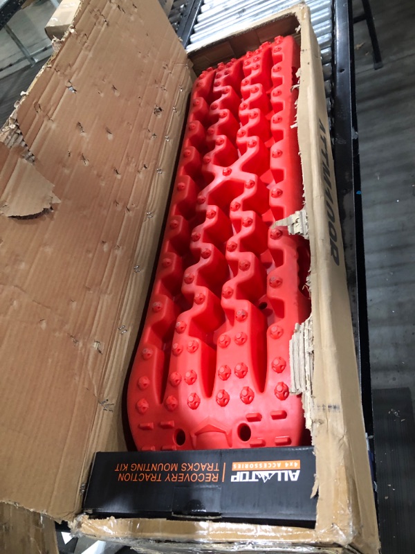 Photo 1 of ALL-TOP 4x4 Recovery Boards - 2 Pcs Off Road Traction Tracks Mat for Sand Mud Snow 4WD Track Tire Ladder + Storage Bag (Red)