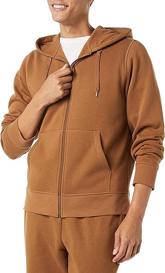 Photo 1 of Amazon Essentials Men's Active Sweat Zip Through Hooded Sweatshirt (Available in Big & Tall) Medium Rust Orange