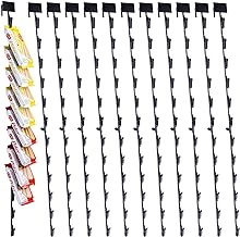 Photo 1 of 12Pcs Merchandising Hanging Strips with Hooks, Chip Rack Display Stand with Label Header and 12 Clips, Potato Chip Rack for Party, Concession and Store Retail Display, Black
