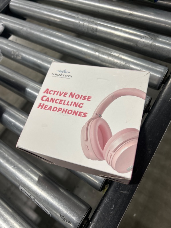 Photo 2 of HROEENOI Pink Active Noise Cancelling Headphones, Bluetooth Headphones with 40H Playtime, Hi-Res Audio, Connect to 2 Devices, Memory Foam Earcups, Wireless Headphones Over Ear for Travel, Home, Office