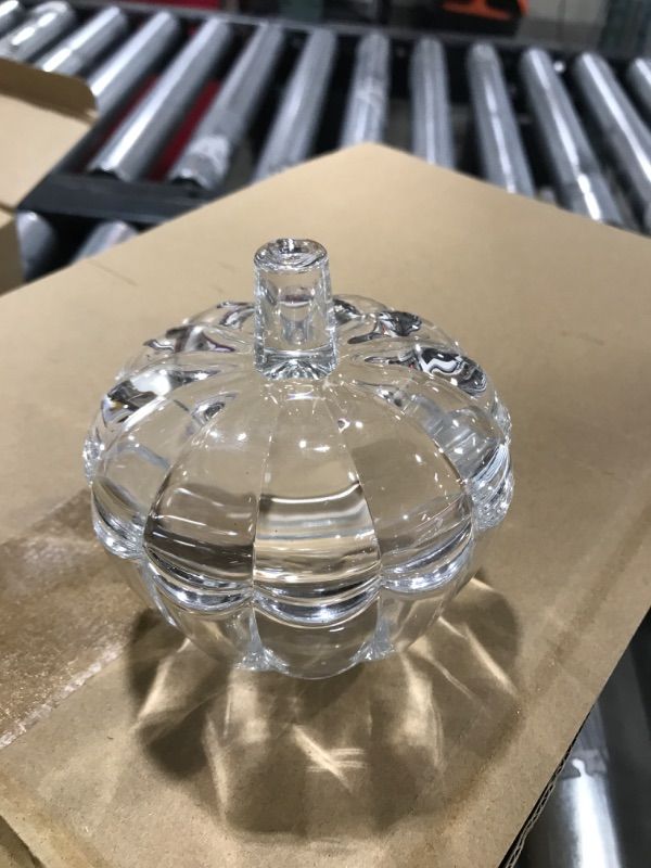 Photo 1 of  Glass Candy Jar with Lid Food Canister Cookie Storage Jar Halloween Pumpkin Jar Candy Bowl for Table Centerpieces Coffee Bar- SMALL
