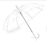 Photo 1 of  Wedding Style Stick Umbrellas Large Canopy Windproof Auto Open J Hook Handle in Bulk (Crystal Clear) Transparent 46 Inch -1PK