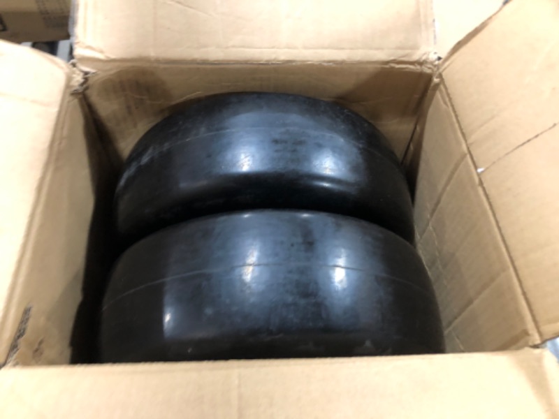 Photo 2 of 13x5.00-6 flat free tire and wheel, Zero-Turn Mower Front Solid Tire Assembly for Riding Lawn Mower Garden Tractor,3/4" Grease Bushing with Extra 5/8" Bushing,3.25"- 5.9" Center Hub (2 Pack