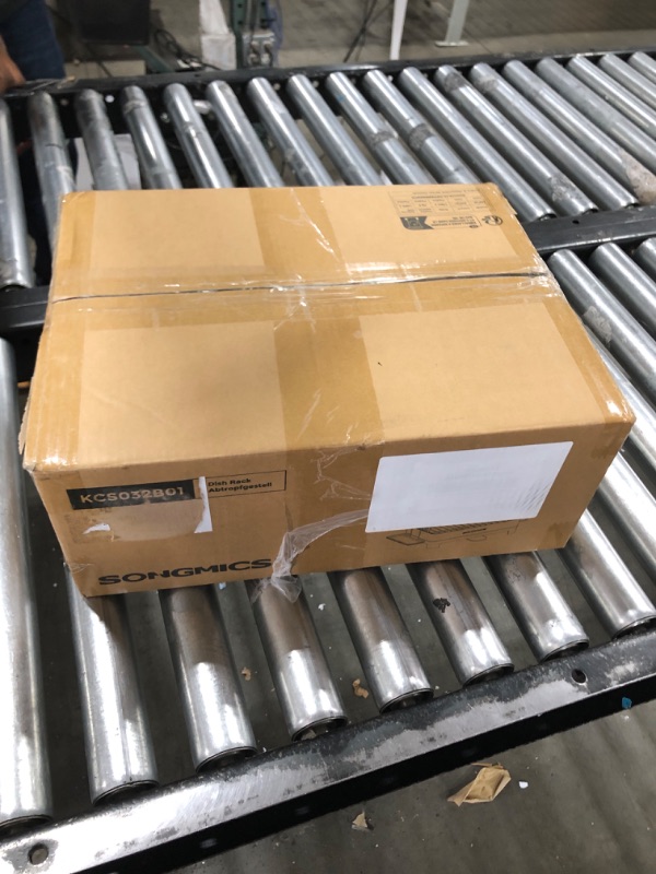 Photo 1 of SONGMICS Dish Drying Rack - 2 Tier Dish Rack for Kitchen Counter with Rotatable and Extendable Drain Spout, Dish Drainer with Utensil, Cup, Glass, Cutting Board Holders, Black UKCS032B01 Silver + Black