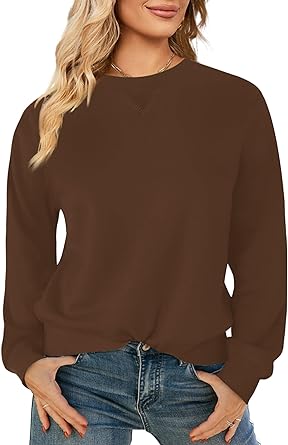 Photo 1 of Elesomo Womens Long Sleeve Sweatshirts Crew Neck Casual Pullover Tops Medium