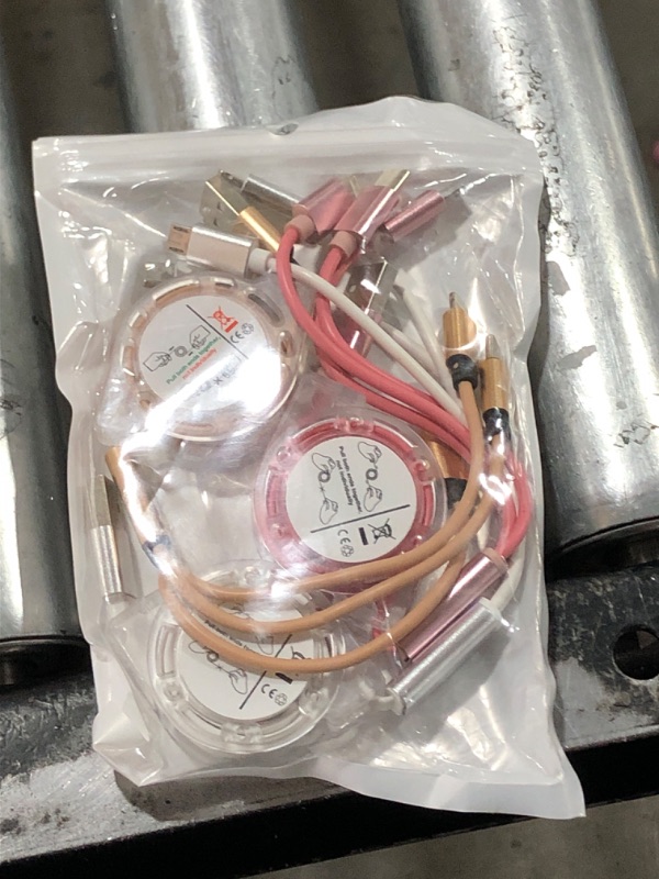 Photo 1 of YUNZSXJY Retractable Multi Charging Cable 3 in 1 USB c Cell Phone Charger Cord Micro USB Cable Compatible with Phone/Type C/Micro Android (Grey+Pink+Gold) Pink 3