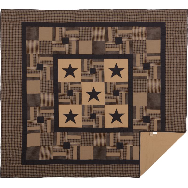 Photo 1 of Americana Black Checkered Star Stitched Cotton Quilt
