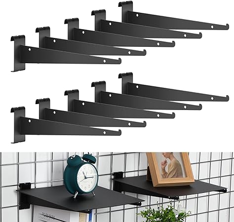 Photo 1 of Blulu 12" Gridwall Knife Shelf Bracket with Lip Metal Wire Gridwall Brackets Hooks Grid Wall Panels Hanger Heavy Duty Shelf Gridwall Accessories for Home Business Boutique Display (Black,10 Pcs)
