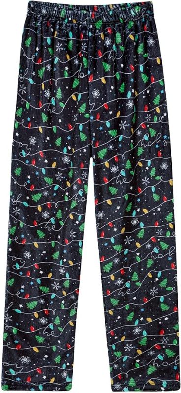 Photo 1 of AIDEAONE Girls Christmas Pajamas Bottom Winter Fleece Xmas PJS Pants Sleepwear for Gift 14T