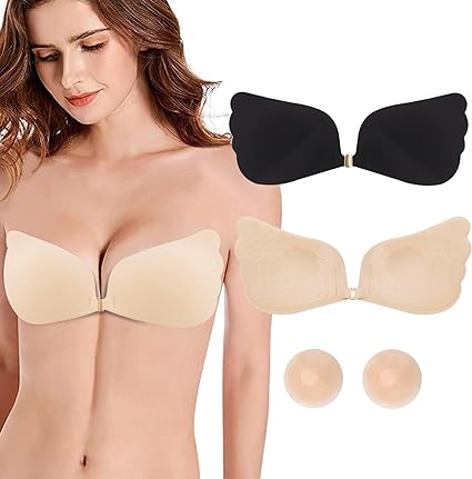 Photo 1 of DAFYNCH Sticky Bra, Strapless Backless Bra Invisible Push Up Reusable Adhesive Bra for Women (B Cup)