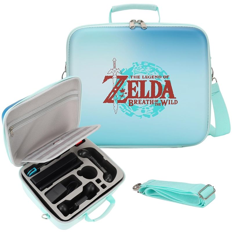 Photo 1 of Flyekist Carrying Case for Nintendo Switch/Switch OLED Model, Zelda Portable Deluxe Travel Case Messenger Storage Bag for Switch Console, Pro Controller & Accessories 