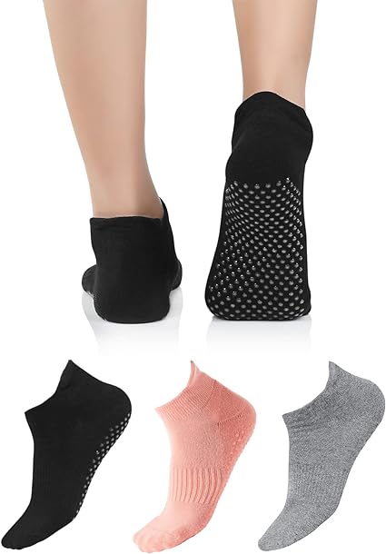 Photo 1 of American Trends Pilates Socks for Women Non Slip Yoga Ankle Socks with Grips (One Size Fits All)