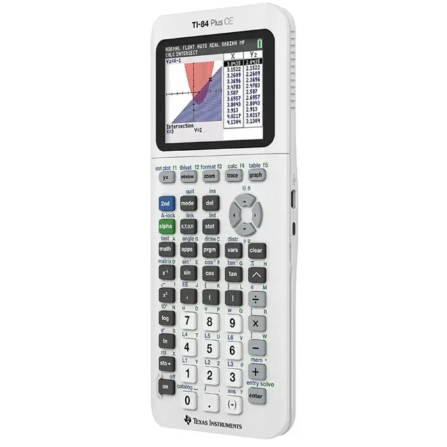 Photo 1 of Texas Instruments TI-84 Plus CE Graphing Calculator - 10 Digits - Color Display - White