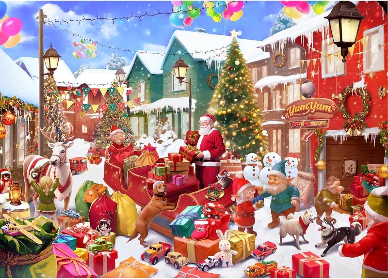 Photo 1 of 1000 Piece Christmas Puzzle for Adults and Teens - Jigsaw Puzzles 1000 Piece Medium Difficulty Fun Family Game - Christmas Puzzles Gift Ideas for Women Men - Lively Christmas(27.56 x 19.68 Inch)
