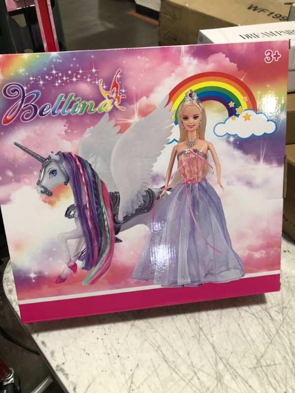 Photo 2 of BETTINA White Unicorn Set and 12" Fairy Tale Princess Doll, Color Change Hair Horse, Doll Girls' Unicorn Doll Toys Gifts, Unicorn Gifts for Girls Age 3 4 5 6 7 (White Unicorn)