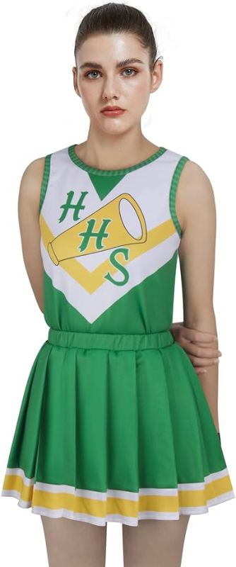 Photo 1 of Cheerleader Uniform for Adult Eleven Outfits Costume Green Pleated Dress Halloween Fancy Suits XSmall