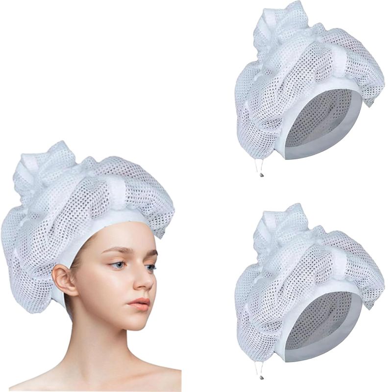 Photo 2 of 1pcs Net Plopping Cap for Drying Curly Hair, Hair Perming Process Cap, Hair Drying Cap for Curly Hair, Adjustable Net Plopping Cap, Curly Hair Bonnet, Net Plopping Cap for Fast Drying