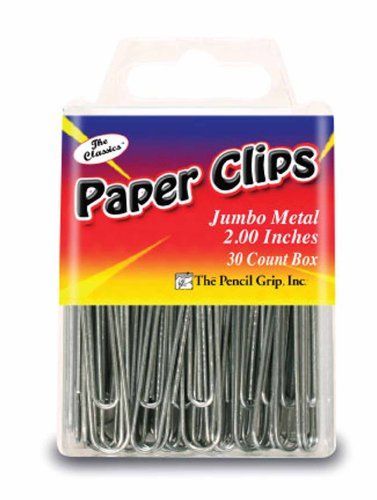 Photo 1 of Pencil Grip the Classics Jumbo 2 Inch Paper Clips, Silver, 30 Clips per Box, 6 Boxes per Pack (TPG-35906)
