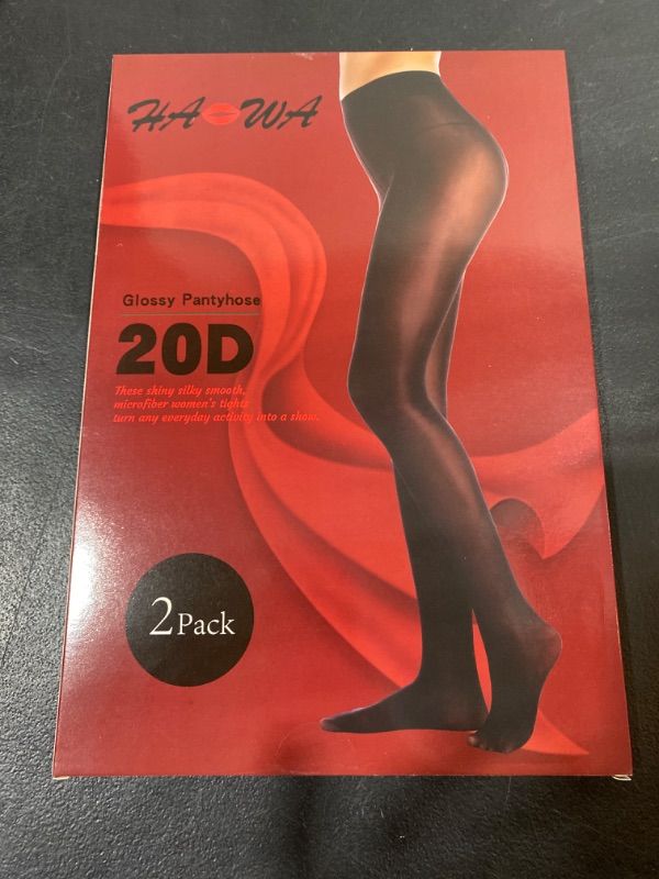 Photo 2 of HA WA 2 Pairs Women's Shiny Slimming Tights, Super Sexy High Waist Tummy Compression Pantyhose with Control Top-  LARGE