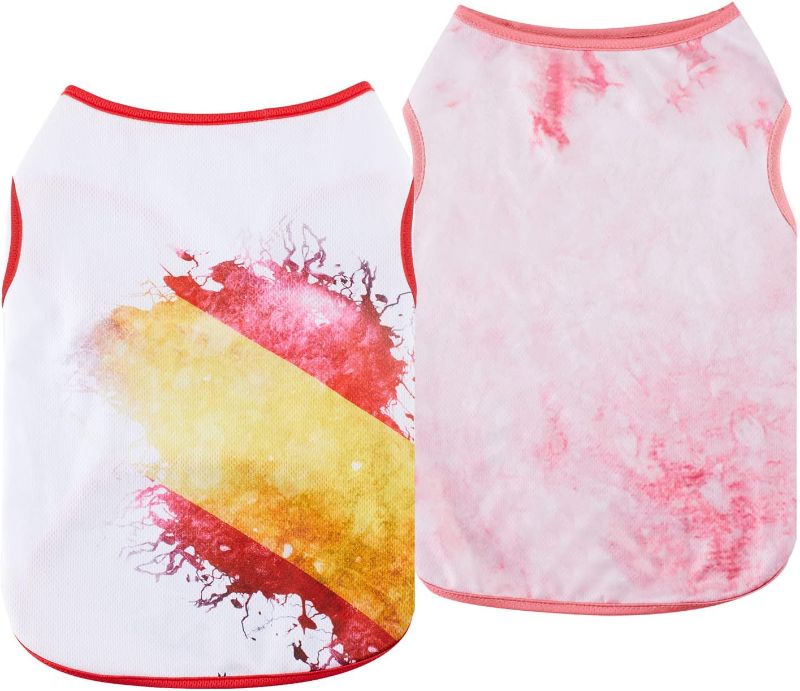 Photo 1 of 2 Pack Dog Cooling Shirts - Summer Puppy Cooling Quick Dry Shirts Stretchy Dog T-Shirts Lightweight Dog Tank Top Sleeveless Vest Dog Clothes for Dogs Boy Girl  Small Pink+White