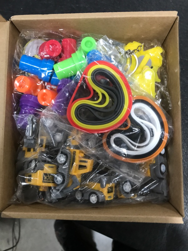 Photo 2 of 122 Pcs Construction Party Favors Construction Theme Birthday Party Supplies Mini Construction Vehicles Toy Rubber Bracelet Keychain Stamper Button Pin Truck Stickers Bags for Birthday Party Gift