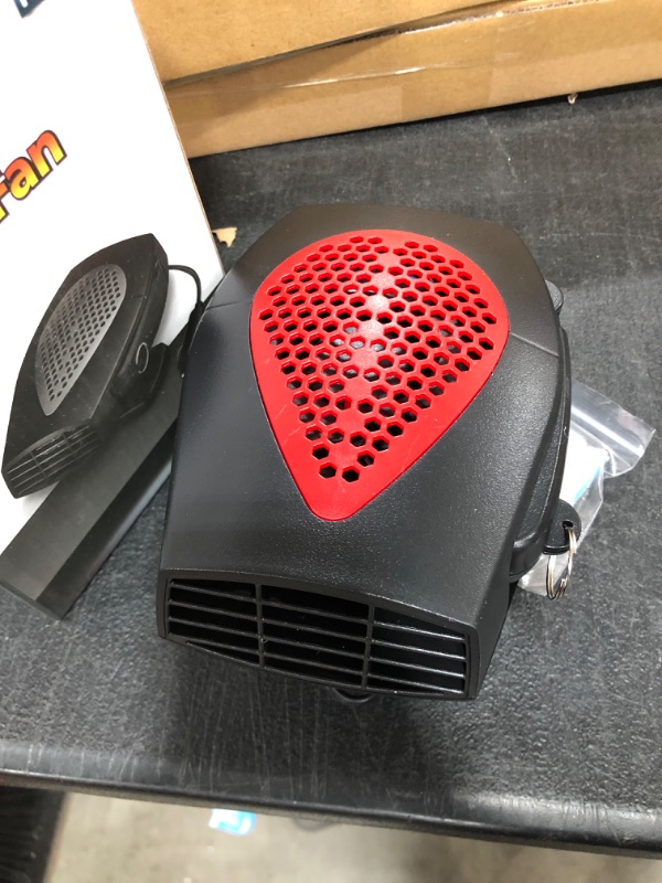 Photo 2 of Auto Heater Fan,12V 150w Car Heater Portable Windshield Defogger and Defroster Fast Heating with Cigarette Lighter Plug 360 Degree Rotary Base Cooling Fans(Red&Black)