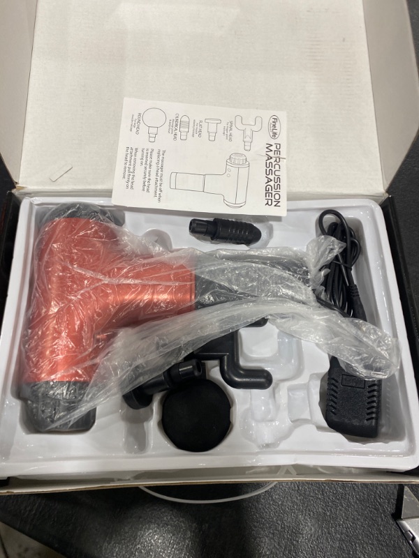 Photo 2 of Deep Tissue Percussion Red Massager - Perfect for Muscle Recovery - Targeted Back Massager - Comes with 4 Different Attachment - Powerful Motor and Lasting Battery