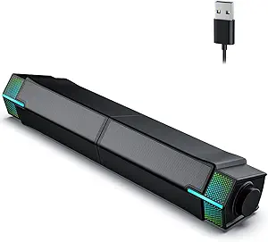 Photo 1 of Jeecoo M20 Bluetooth Computer Speakers for PC Desktop Monitor, Gaming PC Sound Bar - Wired USB-Powered, Superb Stereo Sound, with Gradient RGB Lighting - Combine/Separate to Customize Your Desk Black