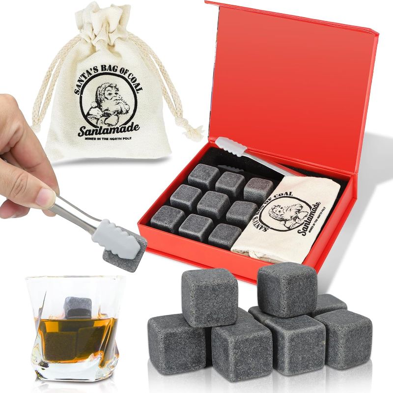 Photo 1 of 1 Inch Large Whiskey Stones Gift Set of 9 pcs - Reusable Whiskey Ice Cubes Bourbon Gifts for Men - Whiskey Chilling Stones Anniversary Birthday Valentines Day Gifts for Men Dad Husband Him
