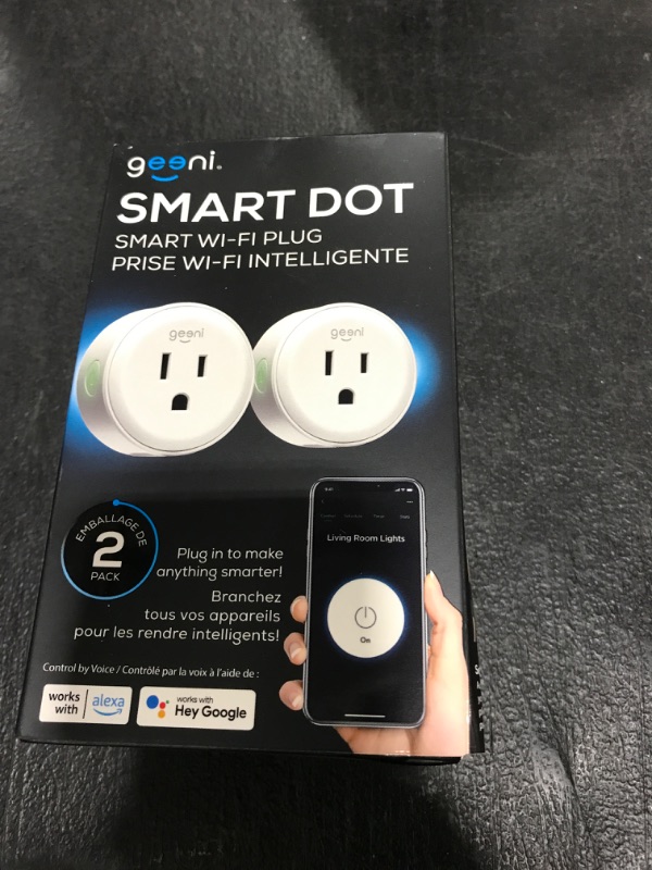 Photo 2 of Geeni DOT Smart Wi-Fi Outlet Plug, White, (2 Pack) – No Hub Required – Works with Amazon Alexa and Google Assistant, Requires 2.4 GHz Wi-Fi
