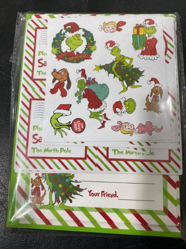 Photo 2 of RINOLY 8 Sets Letter to Santa Kit,Official Santa Letters Writing Kit for Christmas Wish List,5X 7”Fill in The Blank Cards with Green Envelopes/Stickers/Seals/Address Labels