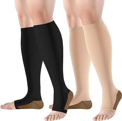Photo 1 of bropite Toeless Compression Socks for Women&Men-2 Pairs Open Toe Compression stocking Support 15-20mmhg Knee High Circulation
XXL