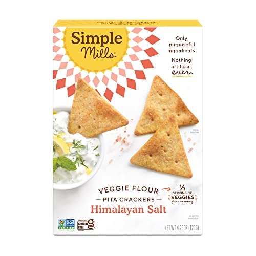 Photo 1 of 3 PACK Simple Mills Veggie Flour Pita Crackers, Himalayan Salt - Gluten Free, Vegan, Healthy Snacks, Paleo Friendly, 4.25 Ounce (Pack of 4) Himalayan Salt 4.25 Ounce 