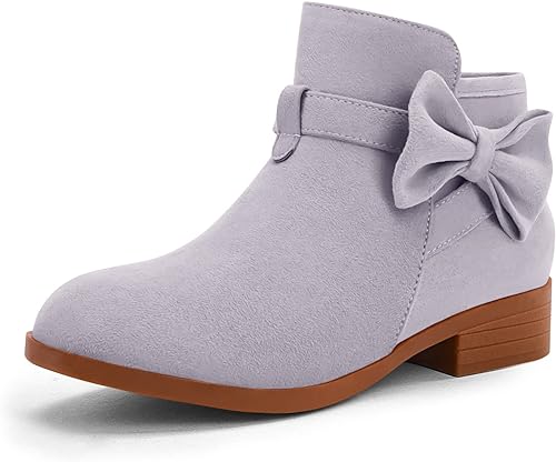 Photo 1 of Batermoon Girls' Ankle Boots Kids Cute Bowknot Low Heel Side Zipper Winter Shoes- SIZE 2
