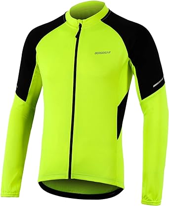 Photo 1 of BERGRISAR Men's Basic Cycling Jerseys Long Sleeves Bike Bicycle Shirt Zipper Pockets BG012 Medium