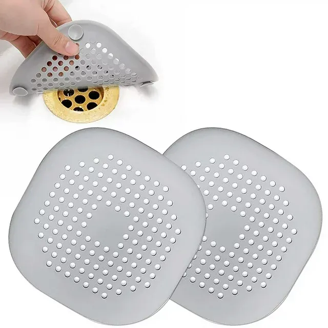 Photo 1 of FYY Drain Hair Catcher, 2 Pack Silicone Hair Stopper Cover Shower Drain Hair Strainers Stopper Hair Trap Easy to Install and Clean for Bathroom Bathtub Tub and Kitchen, Bathroom Accessories, Grey+Grey
