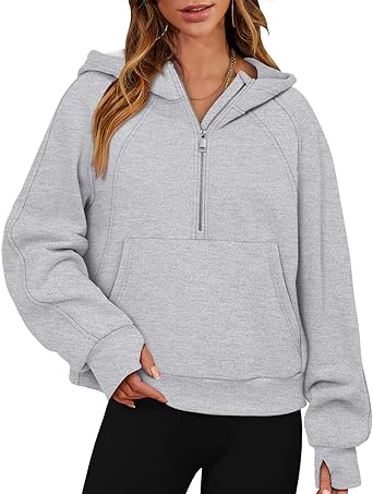 Photo 1 of BETTE BOUTIK Womens Half Zip Athletic Cropped Hoodies Fleece Lined Pullover Sweatshirts Winter Clothes 2023 Outfits Sweater XL