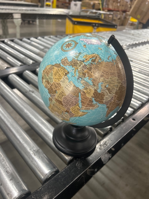 Photo 2 of Rely+ 8 inch World Globe with Sturdy Metal Stand (NOT PLASTIC!) - Desktop Globe for Home, Desk, Table, and Office - Bookshelf Globe Decor - Blue Globe 8 Inch - Light Blue