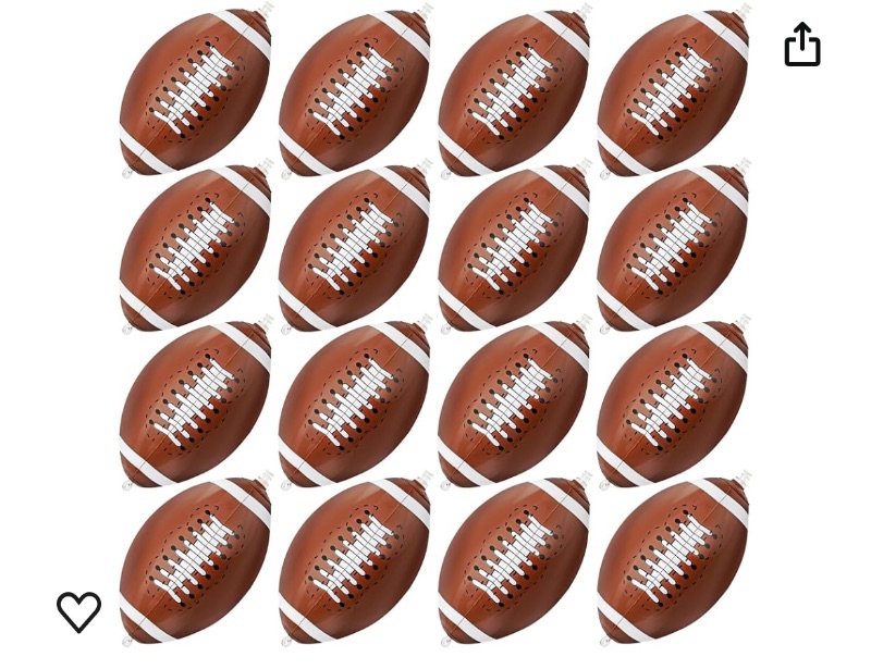 Photo 1 of 16 Pcs Inflatable Football 9 Inch Beach Balls for Football Party Favors, Football Birthday Party