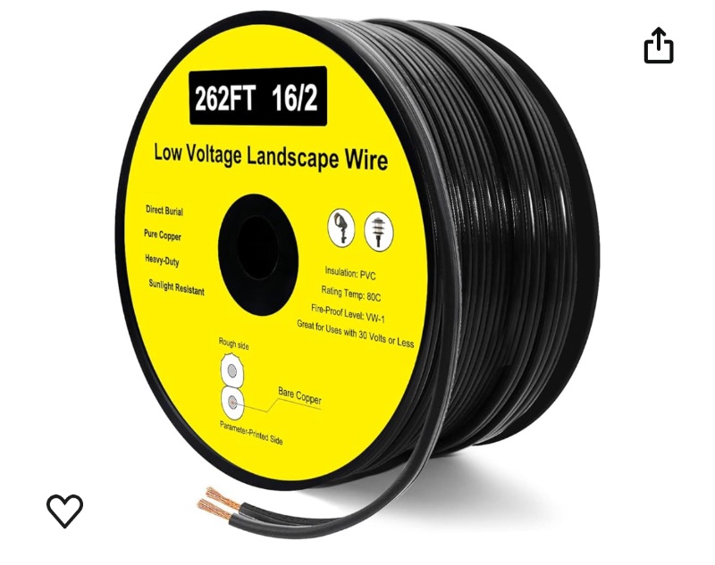 Photo 1 of 16/2 Low Voltage Landscape Wire, 16 Gauge Wire 2 Conductor 262FT/80M, Low Voltage Wire, Outdoor Direct Burial Electrical Wire, Copper Wire