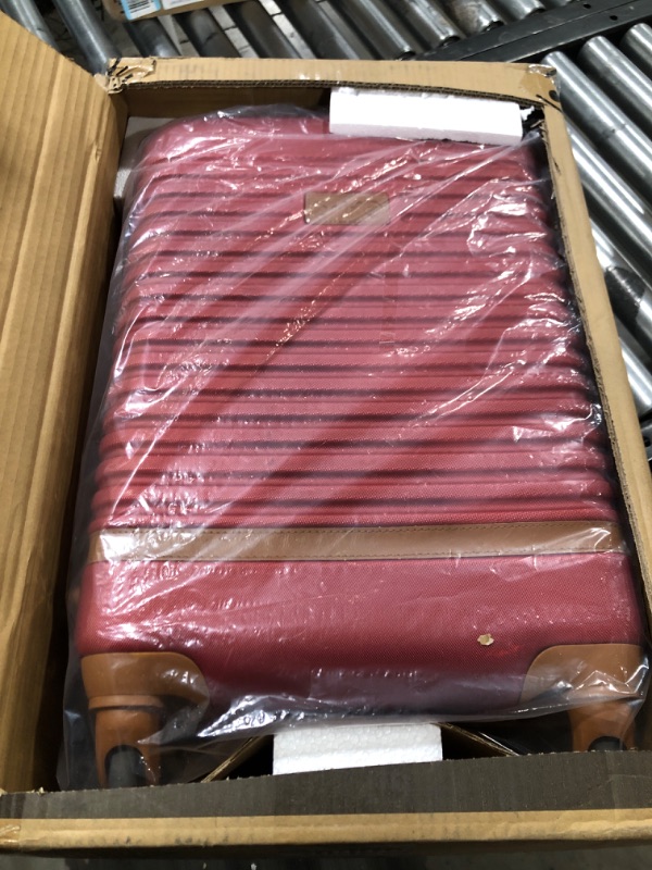Photo 2 of **ONE BROKEN ZIPPER** Coolife Suitcase Set 3 Piece Luggage Set Carry On Travel Luggage TSA Lock Spinner Wheels Hardshell Lightweight Luggage Set(Red, 3 piece set (DB/TB/20)) Red 3 piece set (DB/TB/20)